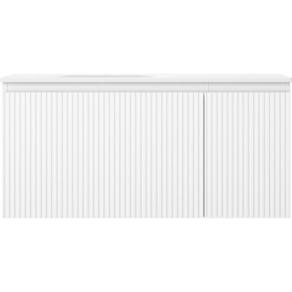 Mexen Rivel kúpeľňová skrinka 100 cm s umývadlom Vela ľavým, 1S, 1D, drážkovaná, matná biela - 91A23-10047-3-BBFF01-W23L01