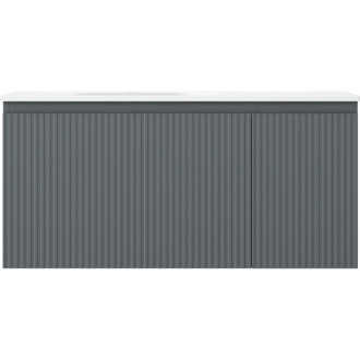 Kúpeľňová skrinka Mexen Rivel 100 cm s ľavým umývadlom Vela, 1S, 1D, drážkovaná, grafit matný/biela matná - 91A23-10047-3-BBFF66-W23L01