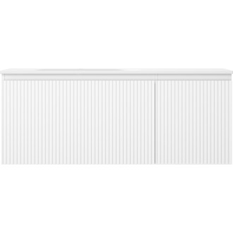 Mexen Rivel kúpeľňová skrinka 120 cm s umývadlom Vela ľavým, 1S, 1D, drážkovaná, matná biela - 91A23-12047-3-BBFF01-W23L01