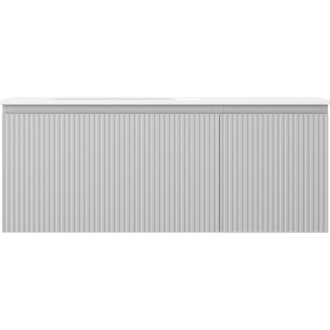 Mexen Rivel kúpeľňová skrinka 120 cm s umývadlom Vela ľavým, 1S, 1D, drážkovaná, matná šedá/matná biela - 91A23-12047-3-BBFF62-W23L01