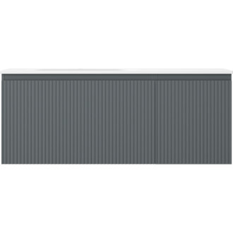 Kúpeľňová skrinka Mexen Rivel 120 cm s ľavým umývadlom Vela, 1S, 1D, drážkovaná, grafit matný/biela matná - 91A23-12047-3-BBFF66-W23L01