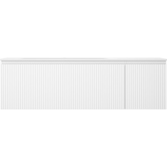 Mexen Rivel kúpeľňová skrinka 160 cm s umývadlom Vela ľavým, 1S, 1D, drážkovaná, matná biela - 91A23-16047-3-BBFF01-W23L01