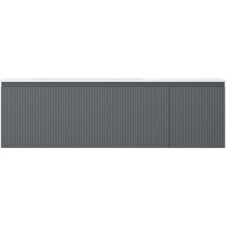 Kúpeľňová skrinka Mexen Rivel 160 cm s ľavým umývadlom Vela, 1S, 1D, drážkovaná, grafit matný/biela matná - 91A23-16047-3-BBFF66-W23L01