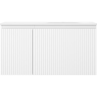 Kúpeľňová skrinka Mexen Rivel 90 cm s umývadlom Vela pravé, 1S, 1D, drážkovaná, matná biela - 91A23-09047-3-BBFF01-W23P01