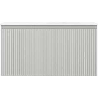 Kúpeľňová skrinka Mexen Rivel 90 cm s umývadlom Vela pravé, 1S, 1D, drážkovaná, matná šedá/matná biela - 91A23-09047-3-BBFF62-W23P01