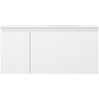 Mexen Rivel kúpeľňová skrinka 100 cm s umývadlom Vela pravá, 1S, 1D, drážkovaná, matná biela - 91A23-10047-3-BBFF01-W23P01