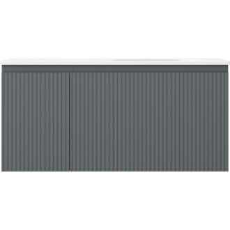 Mexen Rivel kúpeľňová skrinka 100 cm s umývadlom Vela pravá, 1S, 1D, drážkovaná, grafit/matná biela - 91A23-10047-3-BBFF66-W23P01