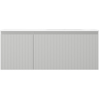 Kúpeľňová skrinka Mexen Rivel 120 cm s umývadlom Vela pravé, 1S, 1D, drážkovaná, matná šedá/matná biela - 91A23-12047-3-BBFF62-W23P01