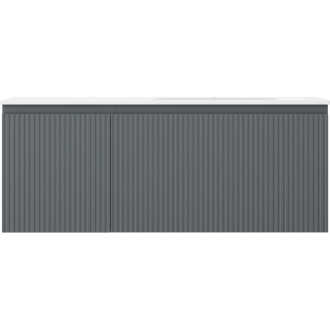 Mexen Rivel kúpeľňová skrinka 120 cm s umývadlom Vela pravá, 1S, 1D, drážkovaná, grafit/matná biela - 91A23-12047-3-BBFF66-W23P01