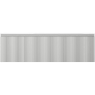 Kúpeľňová skrinka Mexen Rivel 160 cm s umývadlom Vela pravým, 1S, 1D, drážkovaná, matná šedá/matná biela - 91A23-16047-3-BBFF62-W23P01