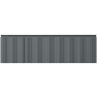 Mexen Rivel kúpeľňová skrinka 160 cm s umývadlom Vela pravá, 1S, 1D, drážkovaná, grafit/matná biela - 91A23-16047-3-BBFF66-W23P01