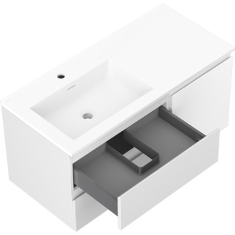 Kúpeľňová skrinka Mexen Orio 100 cm s umývadlom Otis vľavo, 2S, 1D, matná biela - 91A13-10047-3-BBFFF01-W18L01