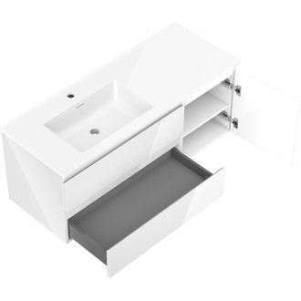 Mexen Orio szafka łazienkowa 120 cm z umywalką Otis lewą, 2S, 1D, biała połysk - 91A13-12047-3-BBFFF00-W18L00