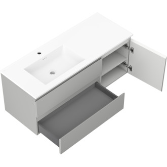 Kúpeľňová skrinka Mexen Orio 120 cm s umývadlom Otis ľavým, 2S, 1D, matná šedá/matná biela - 91A13-12047-3-BBFFF62-W18L01