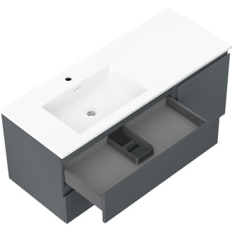 Kúpeľňová skrinka Mexen Orio 120 cm s umývadlom Otis vľavo, 2S, 1D, matný grafit/matná biela - 91A13-12047-3-BBFFF66-W18L01