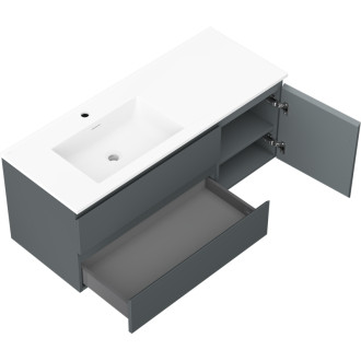 Kúpeľňová skrinka Mexen Orio 120 cm s umývadlom Otis vľavo, 2S, 1D, matný grafit/matná biela - 91A13-12047-3-BBFFF66-W18L01