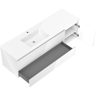 Kúpeľňová skrinka Mexen Orio 160 cm s umývadlom Otis vľavo, 2S, 1D, biely lesk - 91A13-16047-3-BBFFF00-W18L00