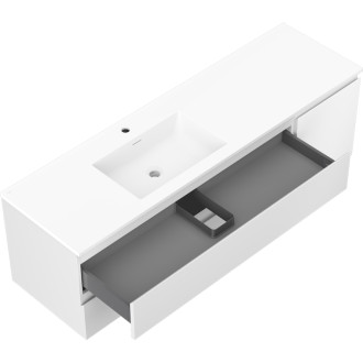 Kúpeľňová skrinka Mexen Orio 160 cm s umývadlom Otis vľavo, 2S, 1D, matná biela - 91A13-16047-3-BBFFF01-W18L01