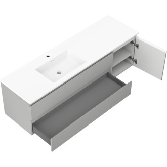 Kúpeľňová skrinka Mexen Orio 160 cm s umývadlom Otis vľavo, 2S, 1D, matná šedá/matná biela - 91A13-16047-3-BBFFF62-W18L01