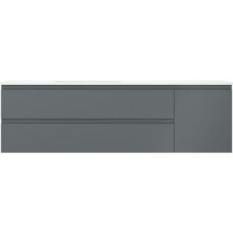 Kúpeľňová skrinka Mexen Orio 160 cm s umývadlom Otis vľavo, 2S, 1D, matný grafit/matná biela - 91A13-16047-3-BBFFF66-W18L01