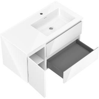 Mexen Orio szafka łazienkowa 90 cm z umywalką Otis prawą, 2S, 1D, biała połysk - 91A13-09047-3-BBFFF00-W18P00