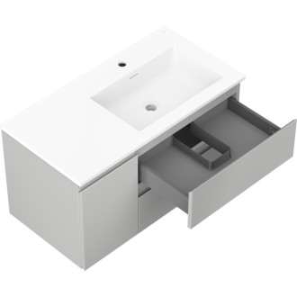 Kúpeľňová skrinka Mexen Orio 90 cm s umývadlom Otis pravé, 2S, 1D, matná šedá/matná biela - 91A13-09047-3-BBFFF62-W18P01