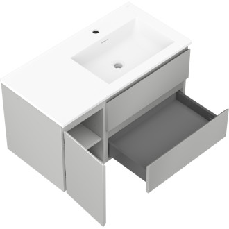 Kúpeľňová skrinka Mexen Orio 90 cm s umývadlom Otis pravé, 2S, 1D, matná šedá/matná biela - 91A13-09047-3-BBFFF62-W18P01