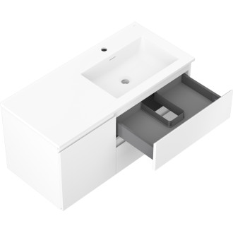 Kúpeľňová skrinka Mexen Orio 100 cm s umývadlom Otis pravé, 2S, 1D, matná biela - 91A13-10047-3-BBFFF01-W18P01