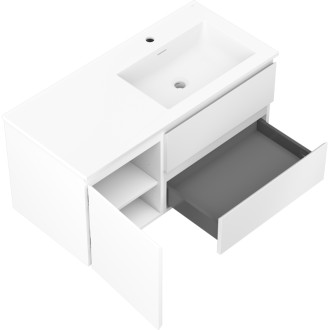 Kúpeľňová skrinka Mexen Orio 100 cm s umývadlom Otis pravé, 2S, 1D, matná biela - 91A13-10047-3-BBFFF01-W18P01