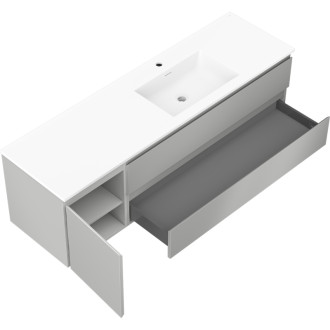 Kúpeľňová skrinka Mexen Orio 160 cm s umývadlom Otis pravé, 2S, 1D, matná šedá/matná biela - 91A13-16047-3-BBFFF62-W18P01