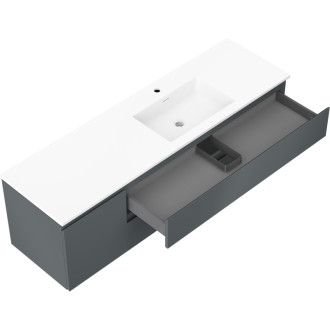 Kúpeľňová skrinka Mexen Orio 160 cm s umývadlom Otis pravé, 2S, 1D, grafit matný/biela matná - 91A13-16047-3-BBFFF66-W18P01