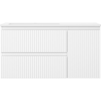 Mexen Rivel kúpeľňová skrinka 90 cm s umývadlom Otis ľavým, 2S, 1D, drážkovaná, matná biela - 91A23-09047-3-BBFFF01-W18L01