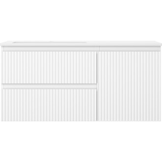 Mexen Rivel kúpeľňová skrinka 100 cm s umývadlom Otis ľavým, 2S, 1D, drážkovaná, matná biela - 91A23-10047-3-BBFFF01-W18L01