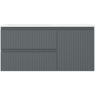 Mexen Rivel kúpeľňová skrinka 100 cm s umývadlom Otis ľavým, 2S, 1D, drážkovaná, grafit/matná biela - 91A23-10047-3-BBFFF66-W18L01