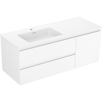 Mexen Rivel kúpeľňová skrinka 120 cm s umývadlom Otis ľavým, 2S, 1D, drážkovaná, matná biela - 91A23-12047-3-BBFFF01-W18L01