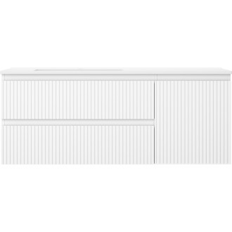 Mexen Rivel kúpeľňová skrinka 120 cm s umývadlom Otis ľavým, 2S, 1D, drážkovaná, matná biela - 91A23-12047-3-BBFFF01-W18L01