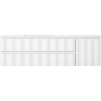 Mexen Rivel kúpeľňová skrinka 160 cm s umývadlom Otis ľavým, 2S, 1D, drážkovaná, matná biela - 91A23-16047-3-BBFFF01-W18L01