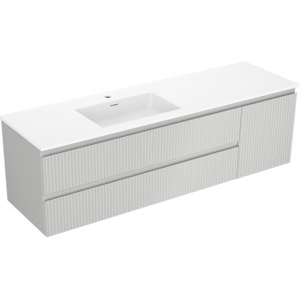 Mexen Rivel kúpeľňová skrinka 160 cm s umývadlom Otis ľavým, 2S, 1D, drážkovaná, matná šedá/matná biela - 91A23-16047-3-BBFFF62-W18L01