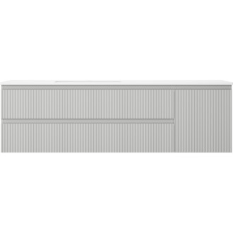 Mexen Rivel kúpeľňová skrinka 160 cm s umývadlom Otis ľavým, 2S, 1D, drážkovaná, matná šedá/matná biela - 91A23-16047-3-BBFFF62-W18L01