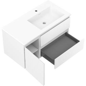 Kúpeľňová skrinka Mexen Rivel 90 cm s umývadlom Otis pravým, 2S, 1D, drážkovaná, matná biela - 91A23-09047-3-BBFFF01-W18P01