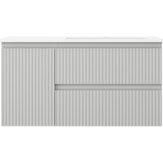 Kúpeľňová skrinka Mexen Rivel 90 cm s umývadlom Otis pravým, 2S, 1D, drážkovaná, matná šedá/matná biela - 91A23-09047-3-BBFFF62-W18P01