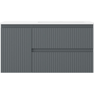 Kúpeľňová skrinka Mexen Rivel 90 cm s umývadlom Otis pravým, 2S, 1D, drážkovaná, grafit/matná biela - 91A23-09047-3-BBFFF66-W18P01