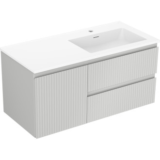 Kúpeľňová skrinka Mexen Rivel 100 cm s umývadlom Otis pravým, 2S, 1D, drážkovaná, šedá/matne biela - 91A23-10047-3-BBFFF62-W18P01