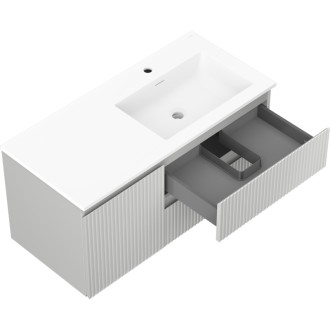 Kúpeľňová skrinka Mexen Rivel 100 cm s umývadlom Otis pravým, 2S, 1D, drážkovaná, šedá/matne biela - 91A23-10047-3-BBFFF62-W18P01