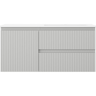 Kúpeľňová skrinka Mexen Rivel 100 cm s umývadlom Otis pravým, 2S, 1D, drážkovaná, šedá/matne biela - 91A23-10047-3-BBFFF62-W18P01