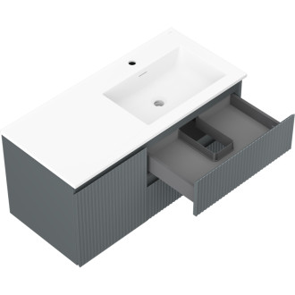 Kúpeľňová skrinka Mexen Rivel 100 cm s umývadlom Otis pravým, 2S, 1D, drážkovaná, grafit/matná biela - 91A23-10047-3-BBFFF66-W18P01