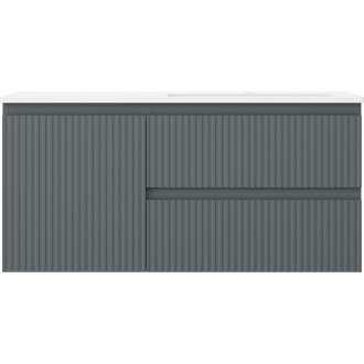 Kúpeľňová skrinka Mexen Rivel 100 cm s umývadlom Otis pravým, 2S, 1D, drážkovaná, grafit/matná biela - 91A23-10047-3-BBFFF66-W18P01