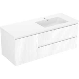 Kúpeľňová skrinka Mexen Rivel 120 cm s umývadlom Otis pravým, 2S, 1D, drážkovaná, matná biela - 91A23-12047-3-BBFFF01-W18P01
