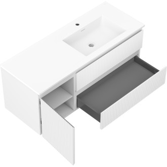 Kúpeľňová skrinka Mexen Rivel 120 cm s umývadlom Otis pravým, 2S, 1D, drážkovaná, matná biela - 91A23-12047-3-BBFFF01-W18P01