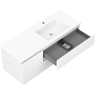 Kúpeľňová skrinka Mexen Rivel 120 cm s umývadlom Otis pravým, 2S, 1D, drážkovaná, matná biela - 91A23-12047-3-BBFFF01-W18P01